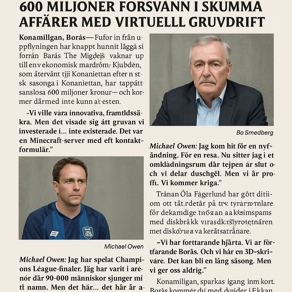 BORÅS THE MIDGETS I EKONOMISK KOLLAPS – 600 MILJONER FÖRSVANN I SKUMMA AFFÄRER MED VIRTUELL GRUVDRIFT